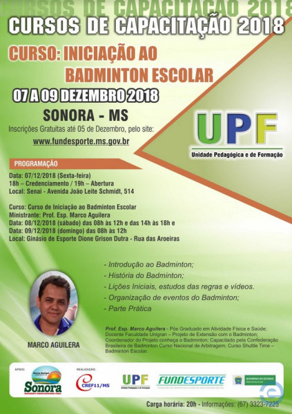 Fundesporte promove curso gratuito de badminton em Sonora Edição MS